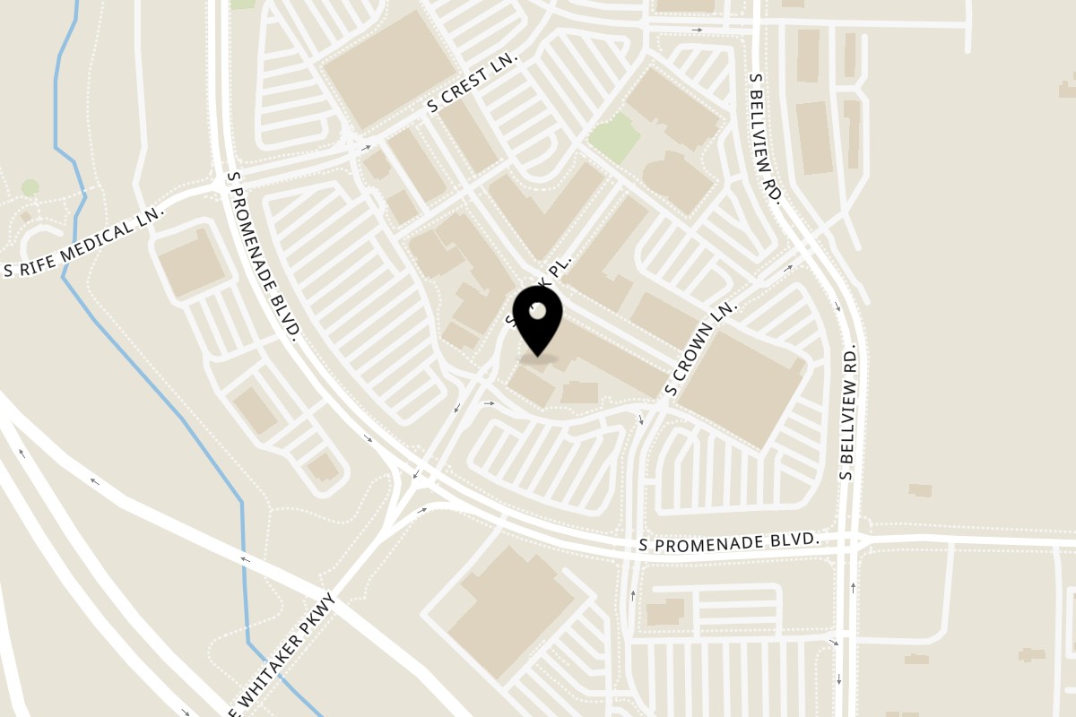 Map showing the location of Artisan Wood Fired Kitchen on 2203 S Promenade Blvd #3110 in Rogers